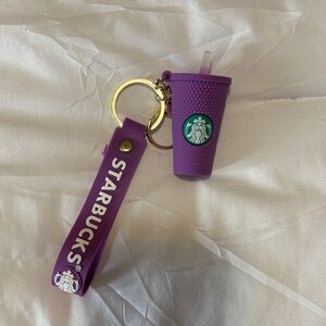 Starbucks Purple Keychain with Gold Accents